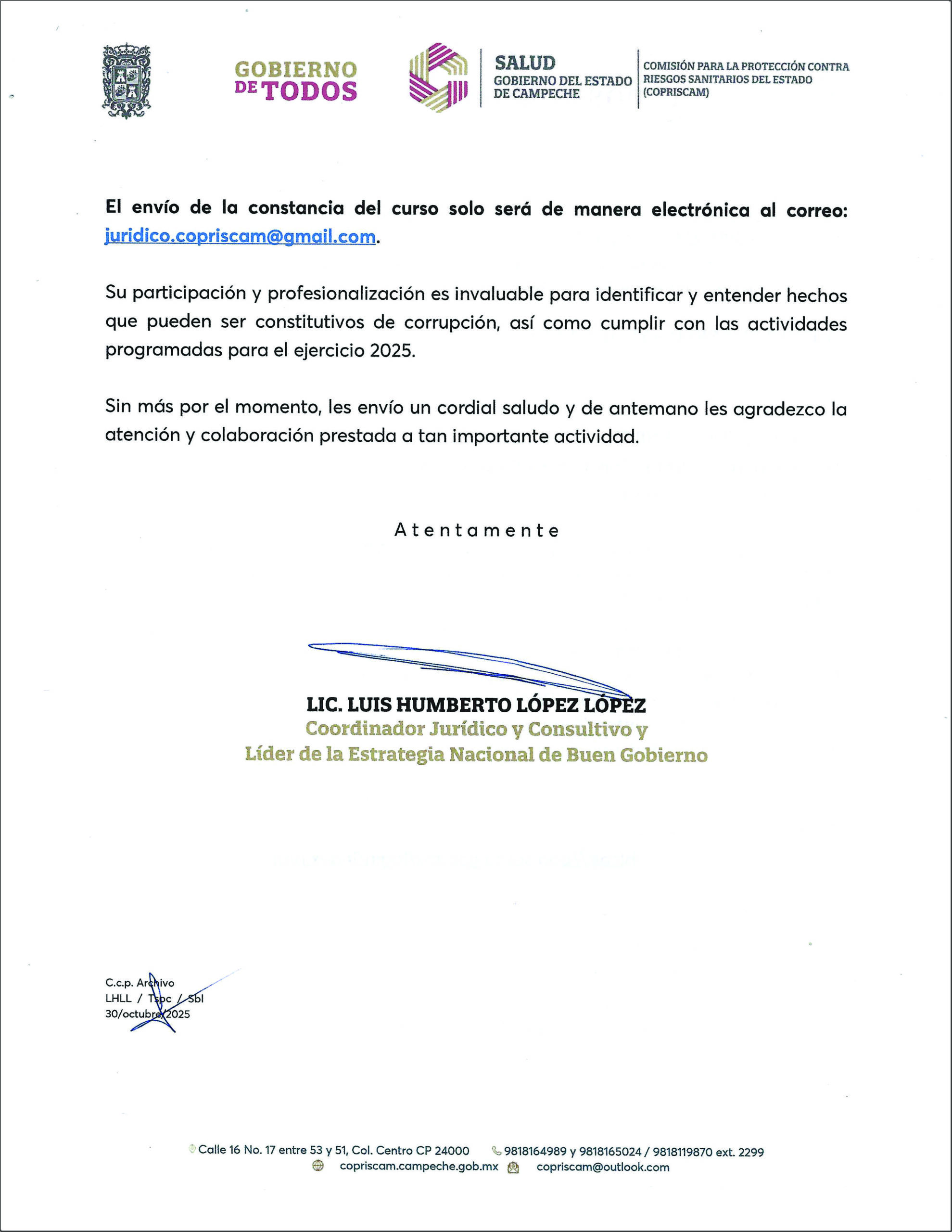 Evidencia COPRISCAM